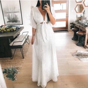 Hutch Kayla Jacquard Tie-Front Maxi Dress White